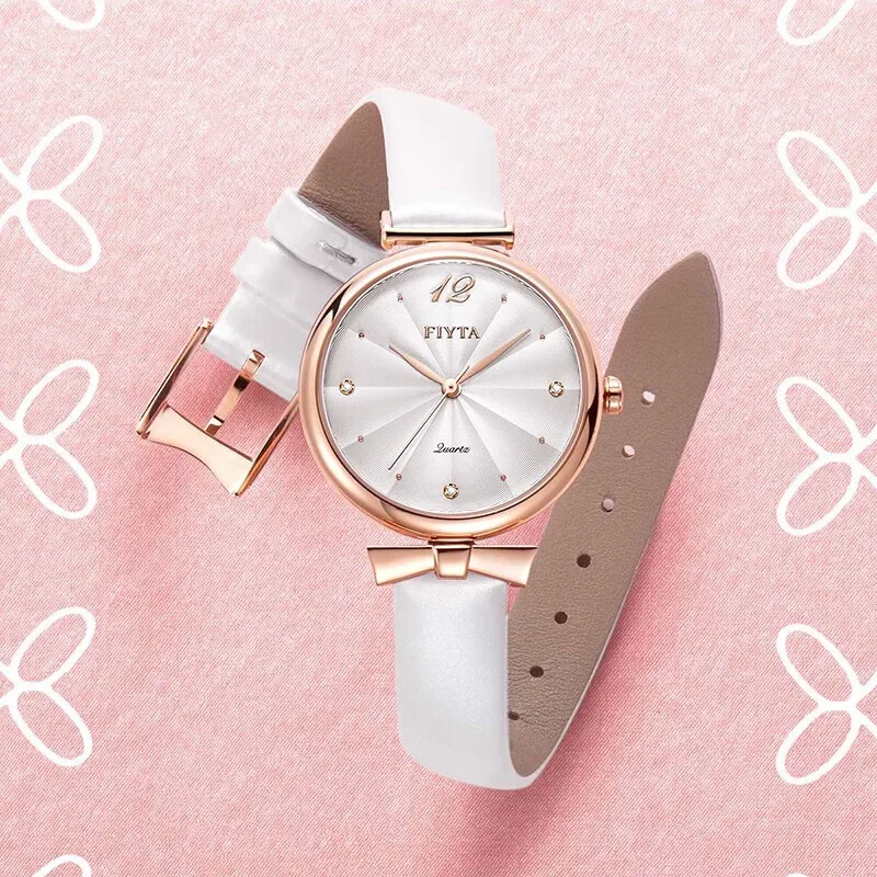 

FIYTA модные роскошные кварцевые часы для женщин, кожаный ремешок, сапфировое стекло, водонепроницаемые женские часы 30 метров