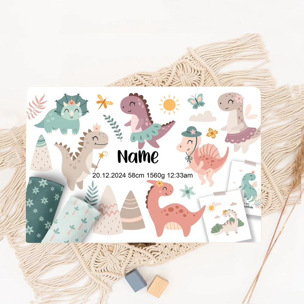 Personalized Dinosaur with Name Baby Wooden Memory Box Newborn Shower Gift  Keepsake Infant Birth Stats Box Umbilical Cord Boxes