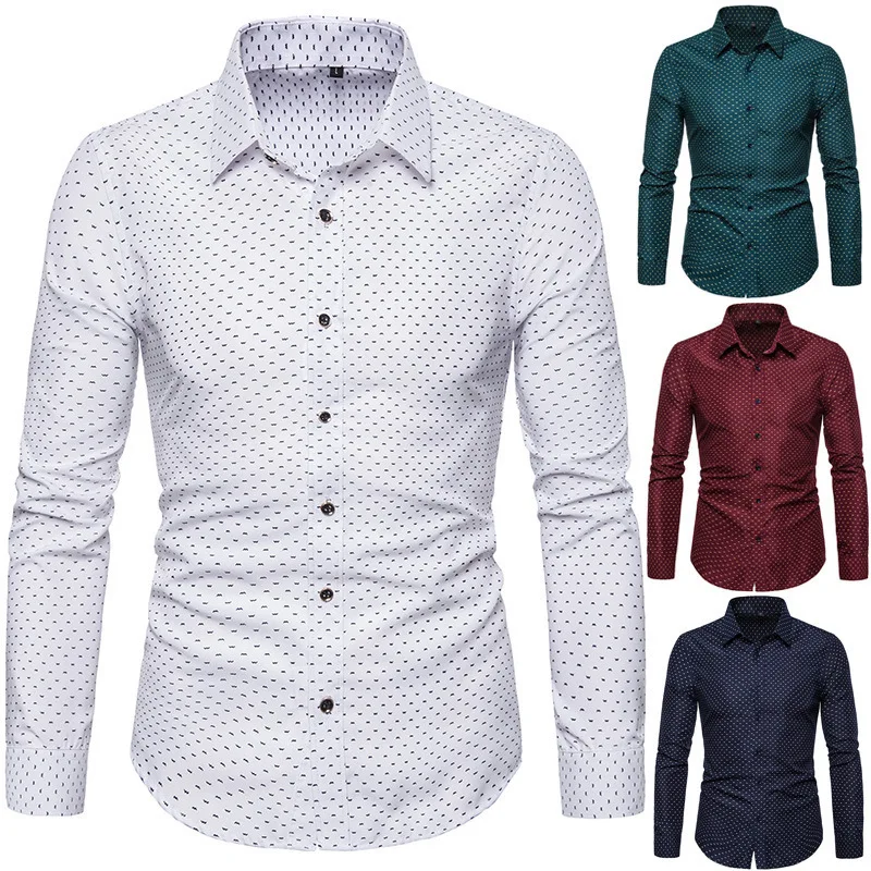 

New Men's Slim Fit Floral Long Sleeve Shirt Fashionable Business Casual Shirt Wholesale