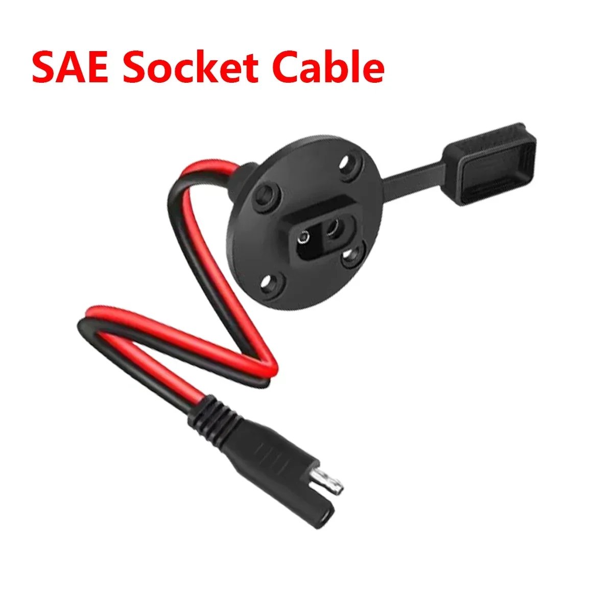 30cm 12AWG SAE Socket Cable Dustproof Cap Power Wire with Screw Port Panel Mount Universal Flush-Mountable Connector