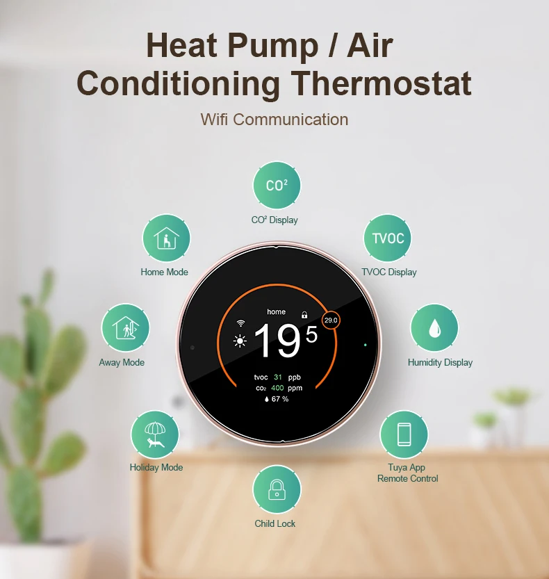 Comfurter Nest Round Dual Ring Type Smart Air Conditioner WiFi Modbus قابل للبرمجة مضخة حرارة لاسلكية ترموستات