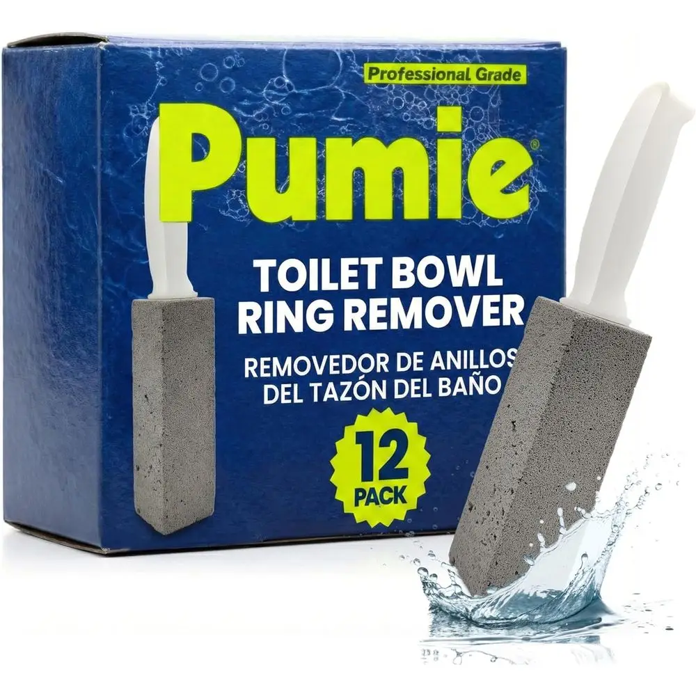

12-Piece Pumice Stone Set with Handles for Toilets - Effective Cleaner for Bowl Rings, Stains, and Rust