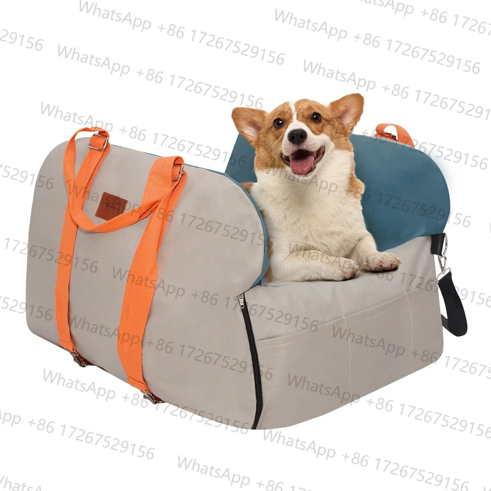 Waterproof Dog Booster Seat with Storage Pockets and Clip-On Safety Leash, Portable Dog Travel Carrier Bed