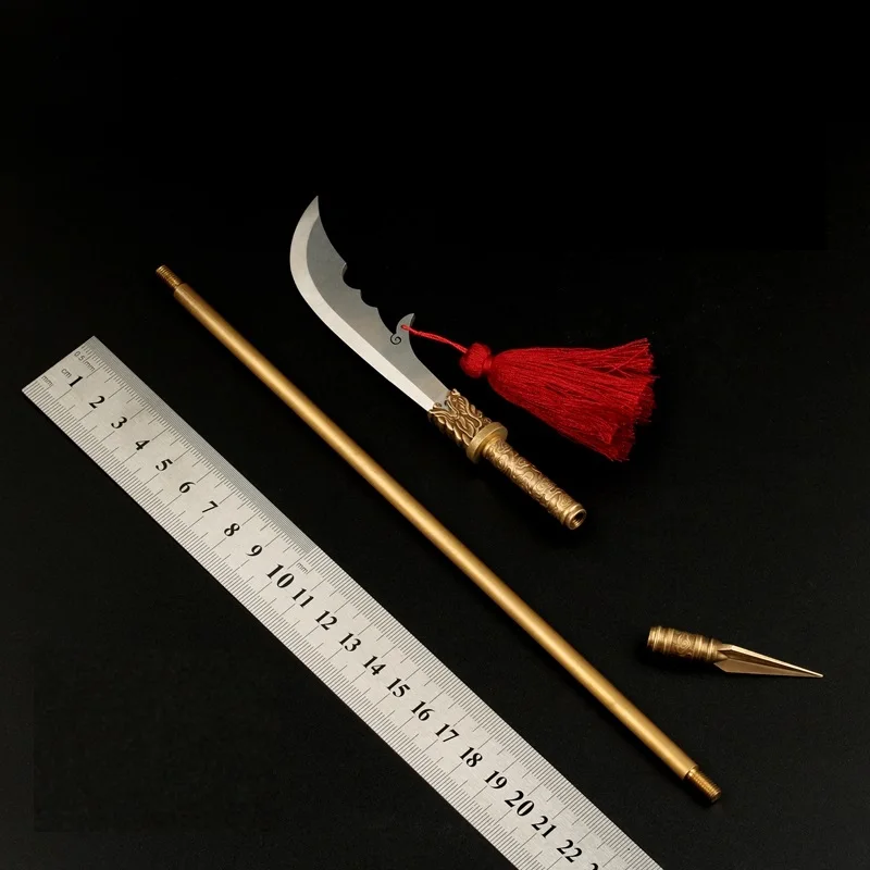 1:6  Miniature Chinese Ancient Cold Long Weapons Model Guan Dao Not Sharpened Desktop Decoration 12“ Soldier