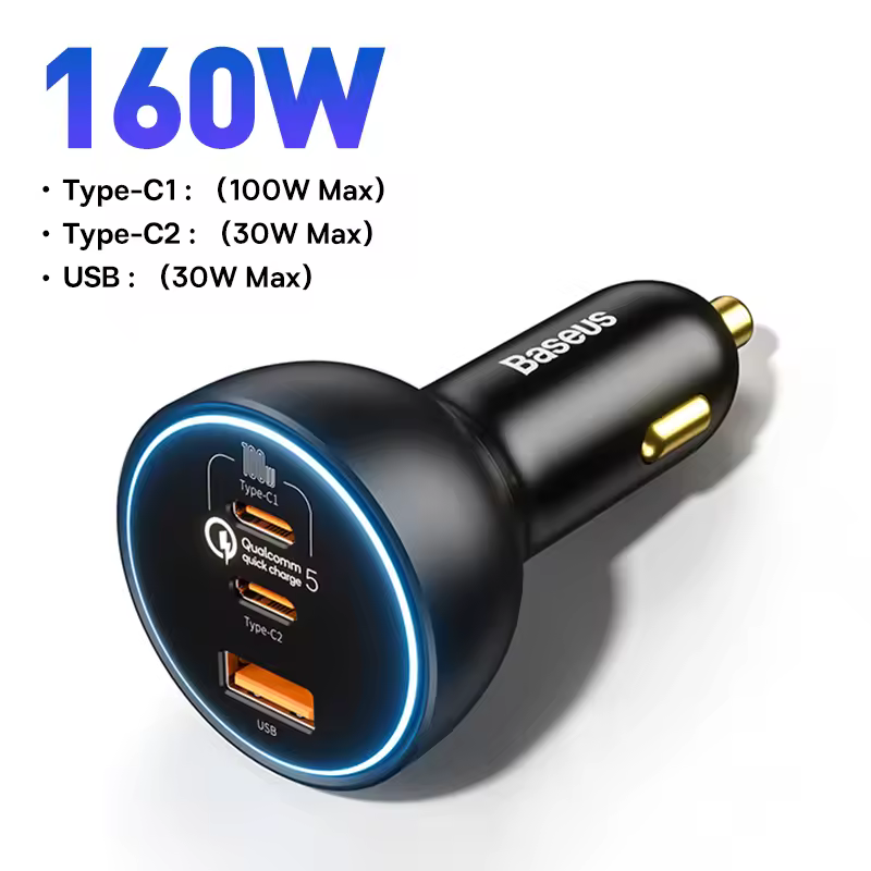 Baseus 160W Car Charger QC 5.0 Fast Quick Charging PPS PD3.0 USB Type C Car Phone Charge For iPhone 13 14 15 Pro Laptops Tablets - Image 7