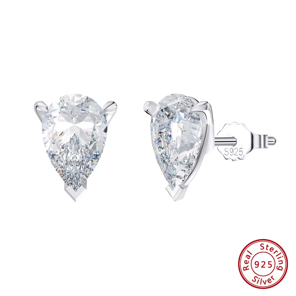 ORSA JEWELS 925 sterling zilveren oorknopjes met waterdruppel geslepen zirkonia steen, elegante en tijdloze sieraden voor dames LZE02