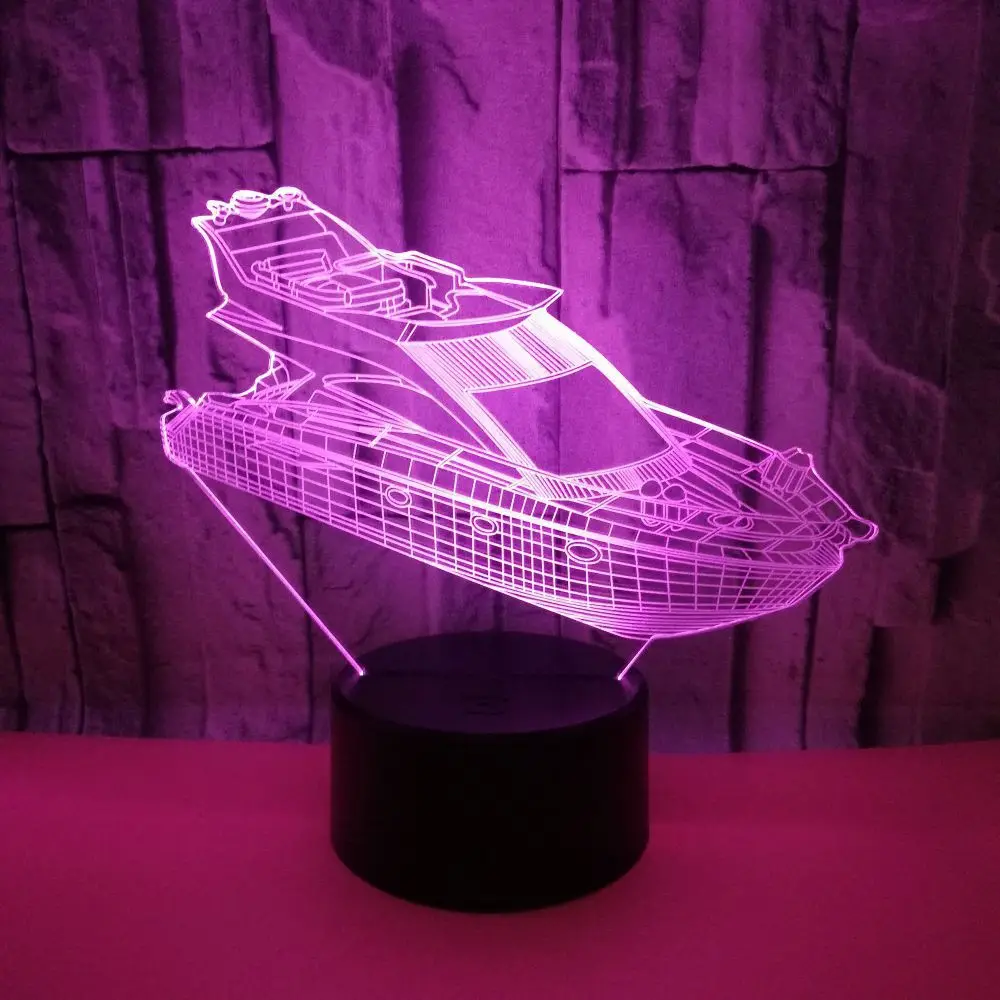 Yacht 3d Led Lamp For Bedroom Customizable Club Logo Writable Name Superstar Night Light Gift For Friends