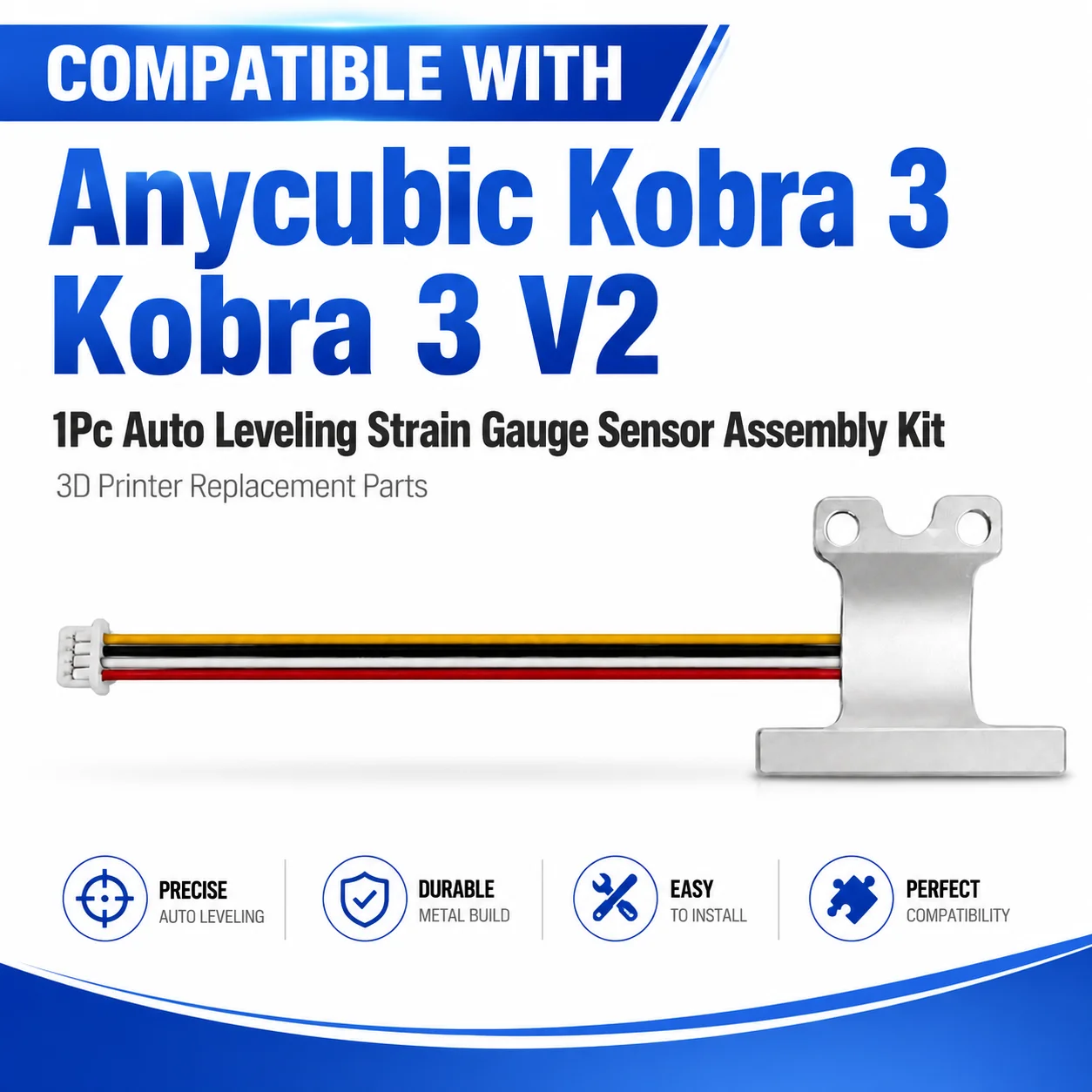 1Pc Auto Leveling Strain Gauge Sensor Assembly Kit for Anycubic Kobra 3 / Kobra 3 V2 3D Printer Replacement Parts