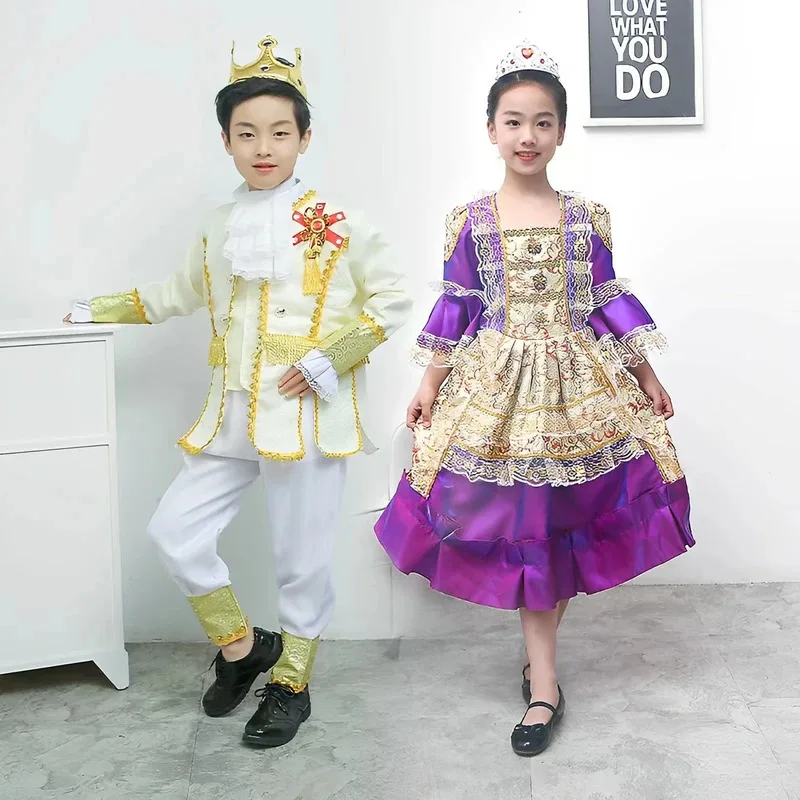 New Children's Princess Dress Prince Performance Costume European Court Set Cinderella Festival Stage Play Costume NMKYDF2025