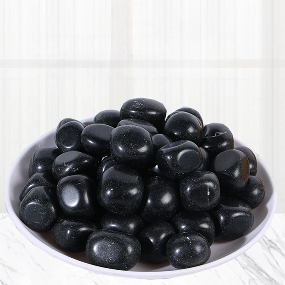 Polished Stone Natural Obsidian Tumbled Stone Reiki Healing Crystals Garden Aquarium Vase Plant Home Decoration Collection view 5