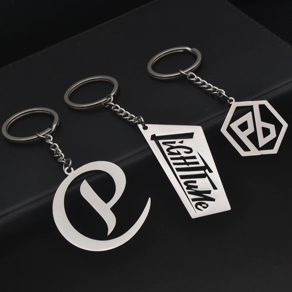 Personalized Custom Shape Keychain Stainless Steel Custom Logo Letter Graphic Keyring Minimalist Key Accessory For Men Women