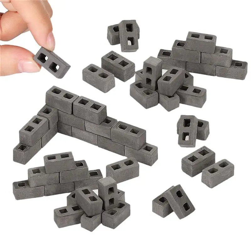 

A04F-300 Packs Cinder Blocks 1/12 Scale Mini Bricks Concrete Miniature Bricks Tiny Landscaping Dollhouse Accessories