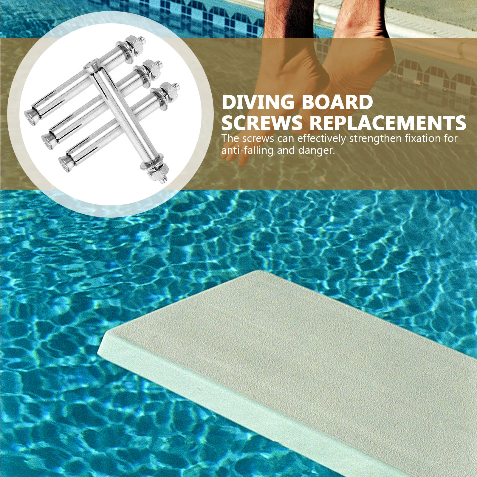 

4pcs Diving Board Bolt Kit M8x100 Steel Fixation Carbon Q235 Swimming Pool Screws Platform Starting