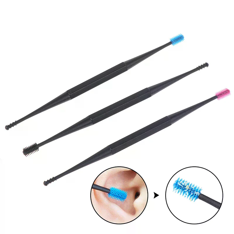 Double-Sided Earpick Soft Silicone Spiral Rotating Ear Wax Cleaner Ears Remover