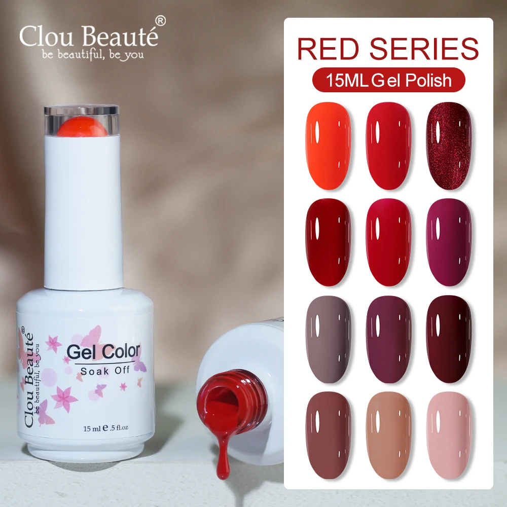 Clou Beaute Gel Nagellak 15ml Naakt Koffie Bruin Kersenwijn Rood Losweken UV Gel Semi-permanente vernis Basis Matte Top Coat