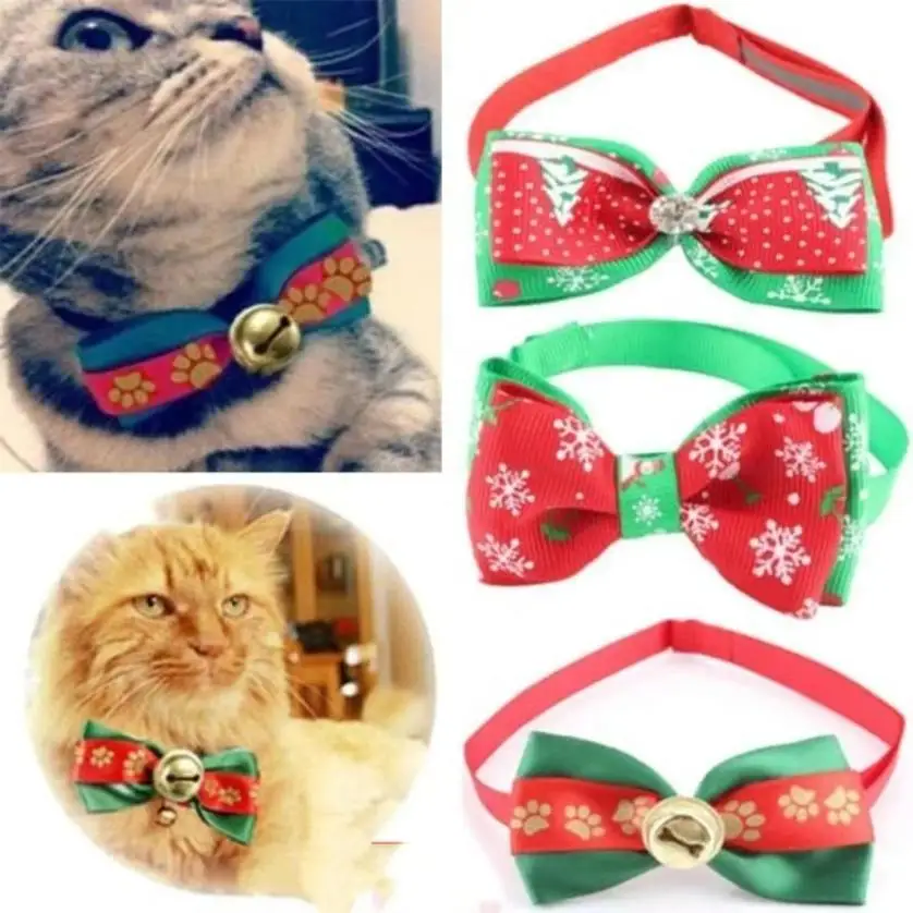 Creative New Christmas Pet Bowtie Random Color Handmade Pet Collar Cute Bow Tie For Dogs Cats Holiday Party Pet Accessory