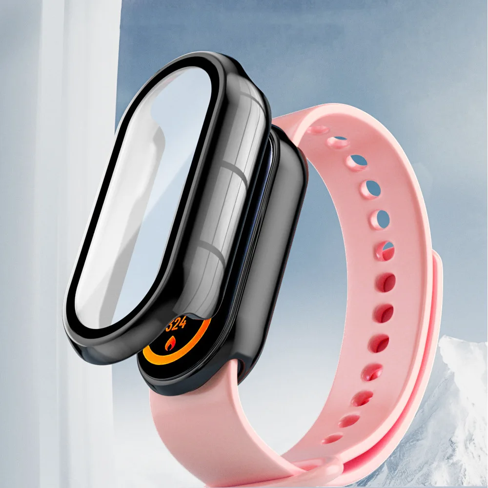 Funda de cristal + PC para Xiaomi Mi Band 9 y 8, cubierta de vidrio templado antiarañazos, Protector de pantalla para Mi Band 9, accesorios