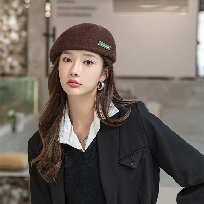 Cotton Women Berets Winter Hats Vintage French Plaid Top Military Cap Painter Hat 2023 Autumn Street Girls Octagonal Beret Caps