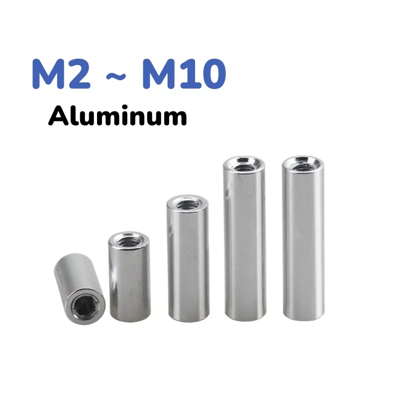 Aluminum Round Standoff Column Stud Extend Long Nut Aluminum Stud Spacer Length 6-150mm M2 ~ M10