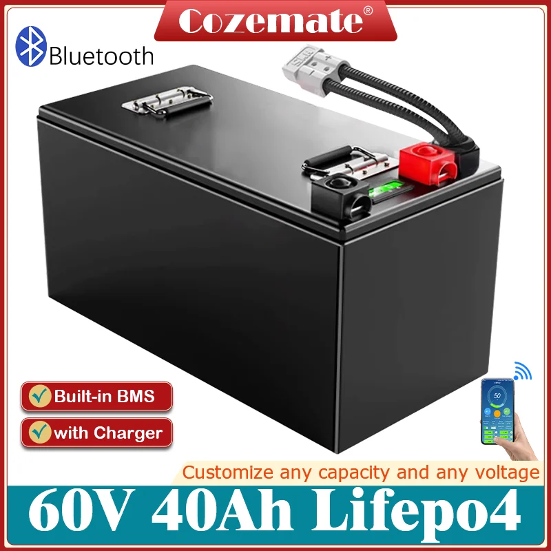 

Rechargeable Lithium Battery Pack 60V 40Ah Lithium Battery with BMS for Two-wheeler Three-wheeler Power bank Motor + 5A Charger