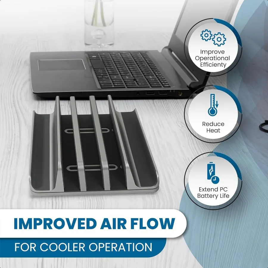 Mehrere Laptop-Halterungen, vertikal verstellbarer vertikaler Laptop-Ständer für 5 Geräte, passend für alle Bücher, Laptops, Tablets und Mobiles