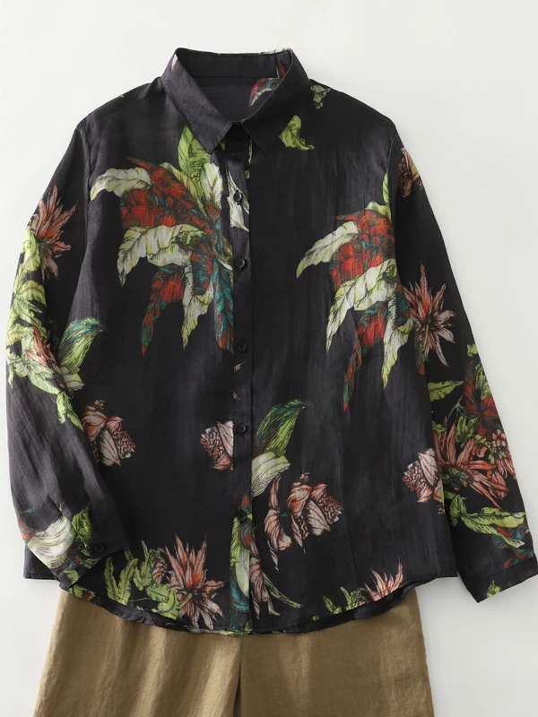 Loose Fit Long Sleeve Shirt Casual Style Turn-down Collar Comfortable Feeling Korean Japanese High-end Design Autumn Top