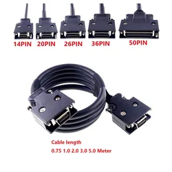 1 Pc SCSI Connector Cable MDR 14 20 26 36 50 Positions Male to Male Plug Adapter Cable 1 Meter Extension Soldered Assembly