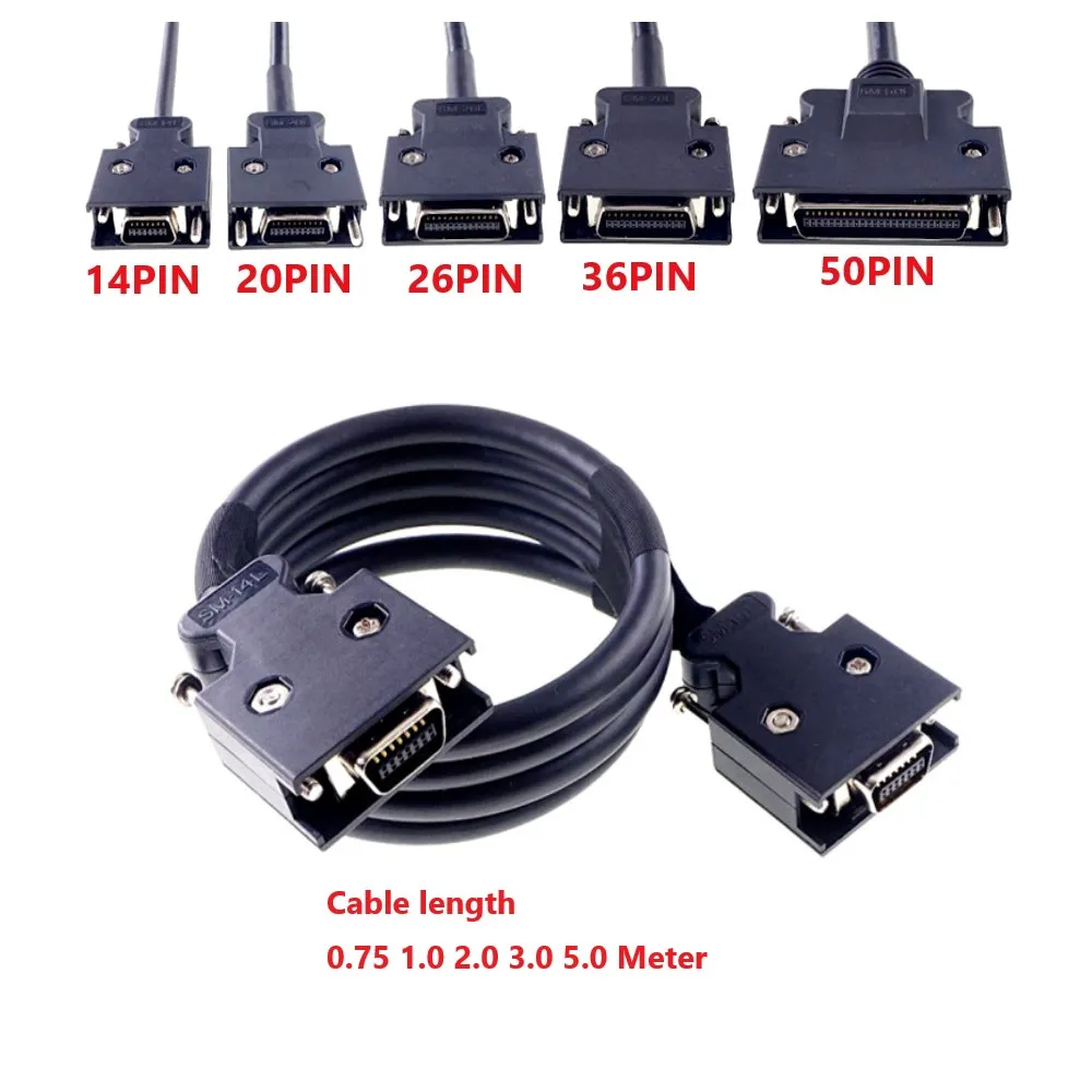 1 Pc SCSI Connector Cable MDR 14 20 26 36 50 Positions Male to Male Plug Adapter Cable 1 Meter Extension Soldered Assembly