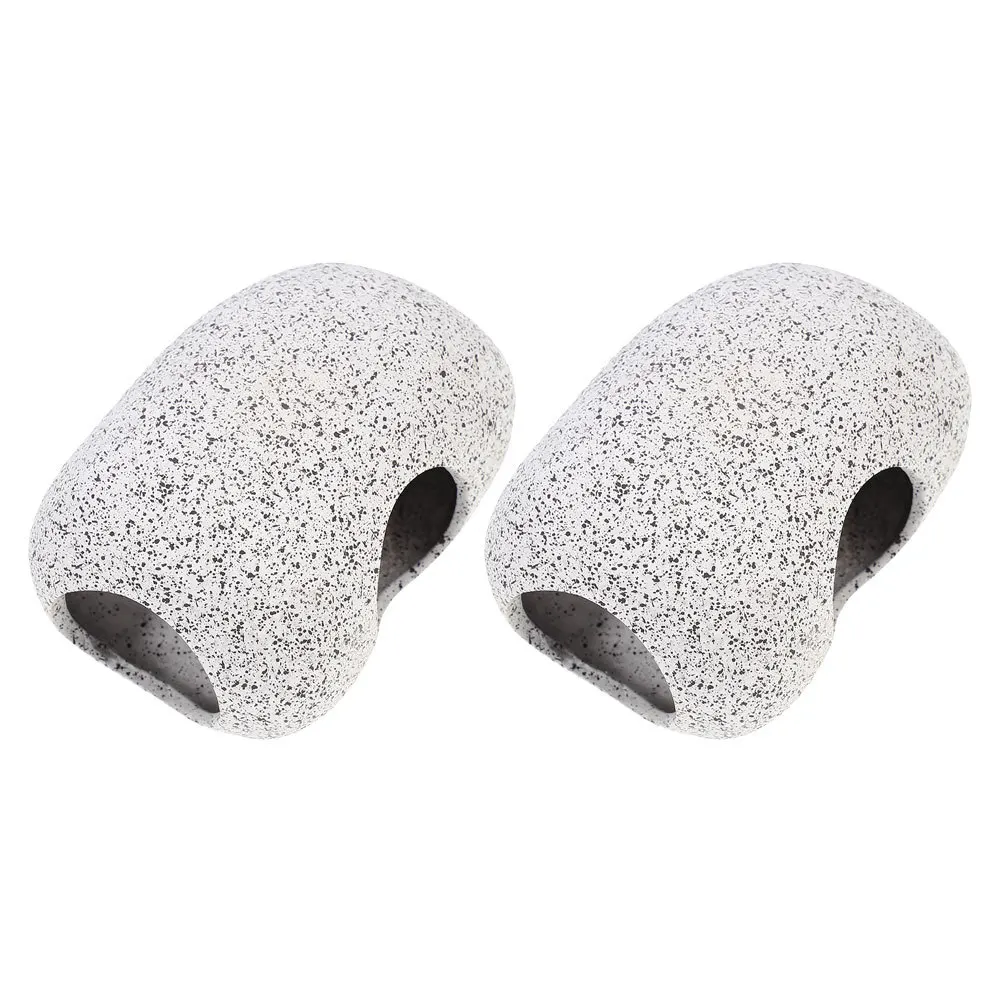 2Pcs Fish Hideaway Rocks Delicate Pottery Clay Fish Rest Stones Safe Shrimp Hiding Spots Aquarium Tank Ornament Decorative