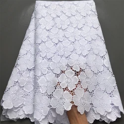 White Cord Guipure Lace Fabric 2024 High Quality 5Yard African Sequined Lace Fabric Water Soluble Nigerian Party Dress for Women