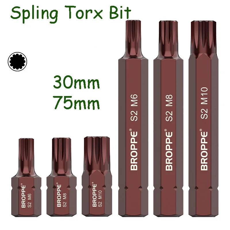 

12 Point Torx Screwdriver Bit 10mm Hex Shank Magnetic 30mm 75mm Length 12 Angles Star Screw Driver Bits Tools S2 Steel M5~M12