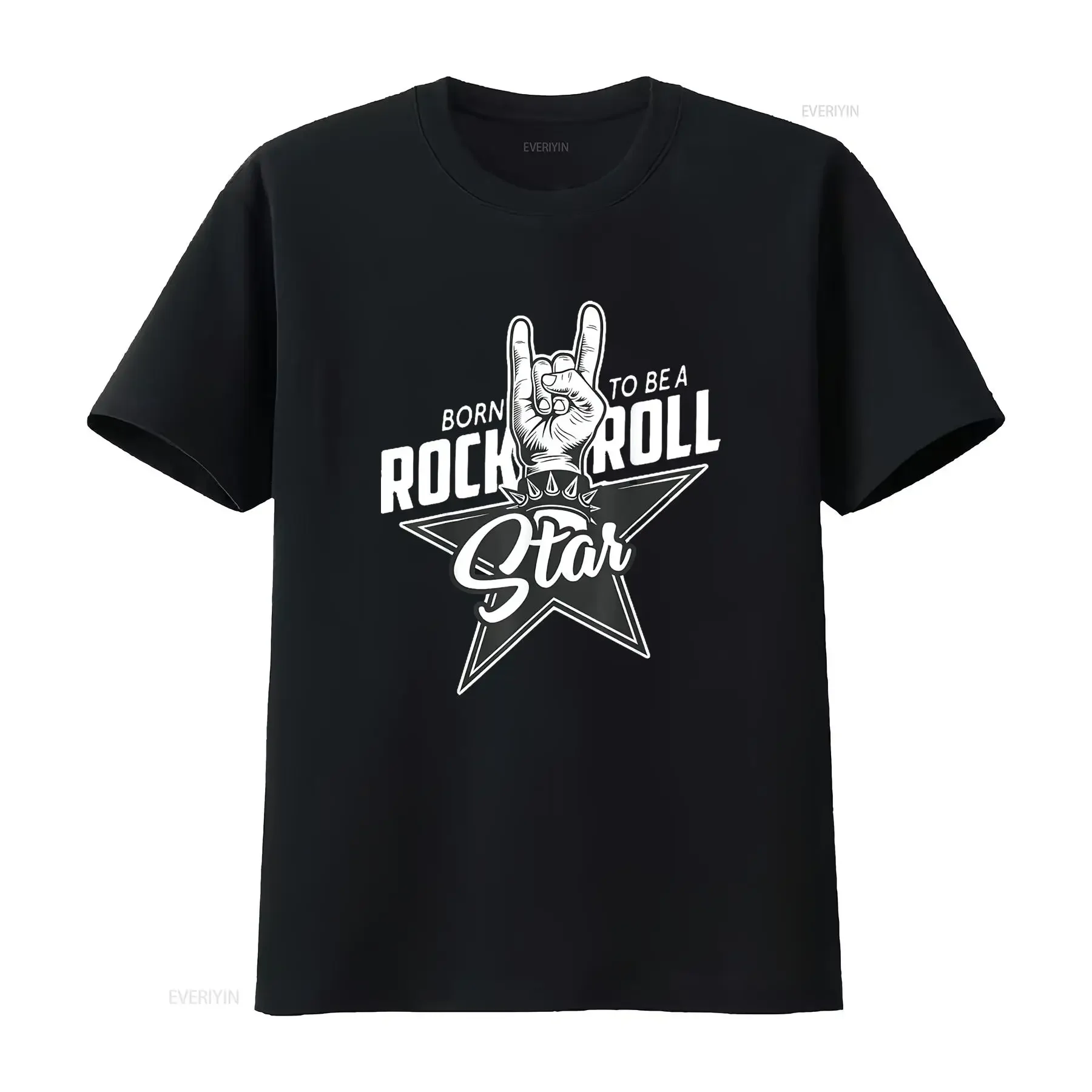 تي شيرت رجالي Born To Be A Rock Roll Star Hard Rocker Concert تي شيرت أسود عتيق مغسول ناعم مريح ومتعدد الاستخدامات قليلاً #1