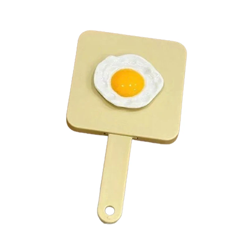 Handle Mirror Comb Portable Poached Egg Handle Mirror Yellow Quadrate Mirror Makeup Mirror With Comb For Girl Gift Makeup Tool