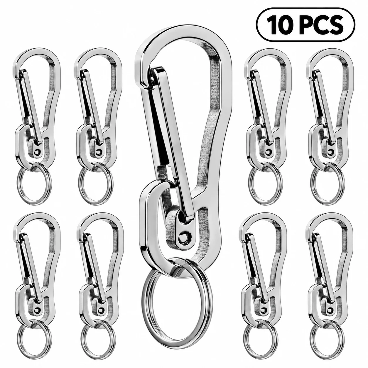10Pcs Stainless Steel Keychain Custom Lettering High-grade Keyring Personalized For Men's Car Buckle Key Chain Ring Holder