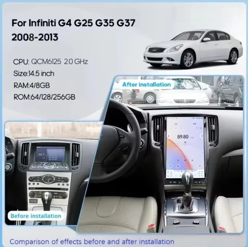 N Android 15 Auto For Infiniti G25 G35 G37 G375 2007-2013 Wireless Carplay GPS Navi Auto Stereo Multimedia Player Bluetooth WIFI