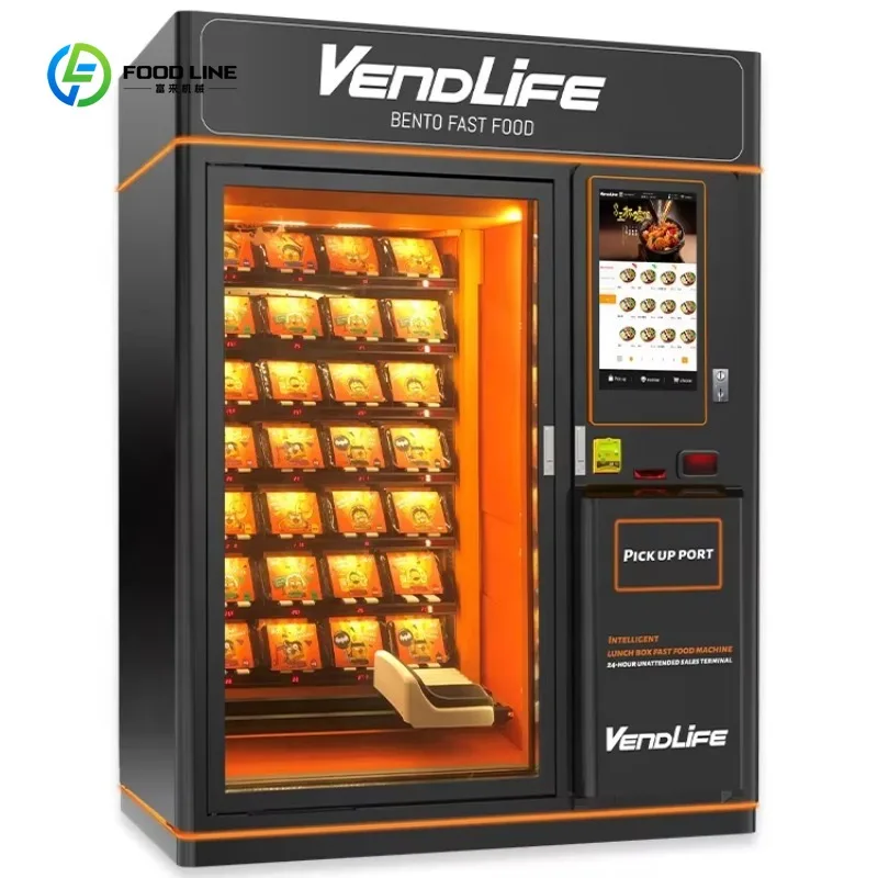 الغذاء الساخن الوجبات الخفيفة الساخنة آلة بيع الطعام آلات بيع صندوق الغداء مع نظام الرفع