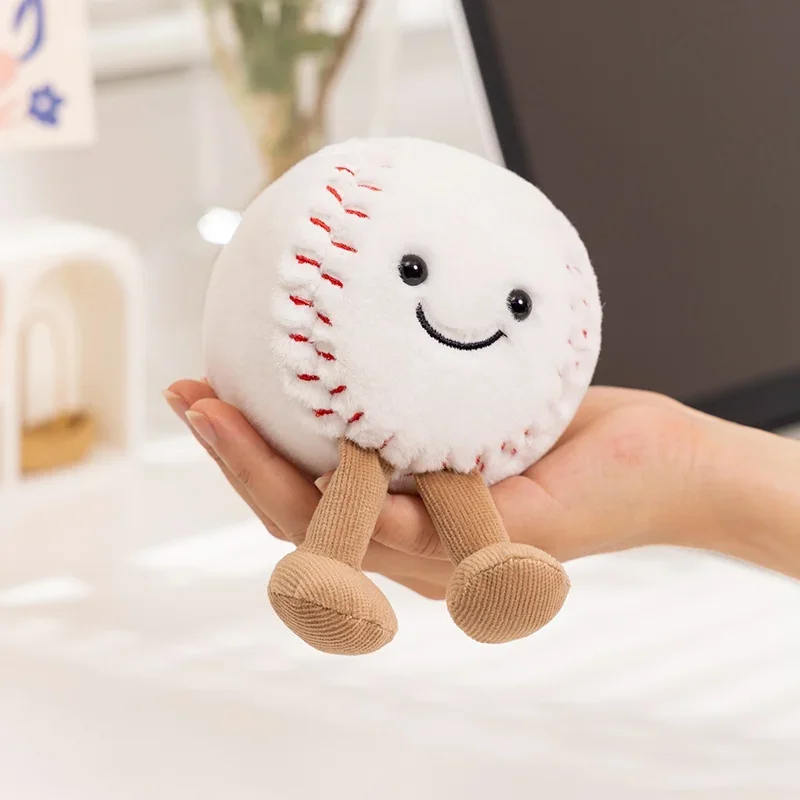 Creative Ball Game Plush Toys with Legs Simulation Baseball Billiards Football Tennis Dolls Kawaii Home Decor for Kids Xmas Gift