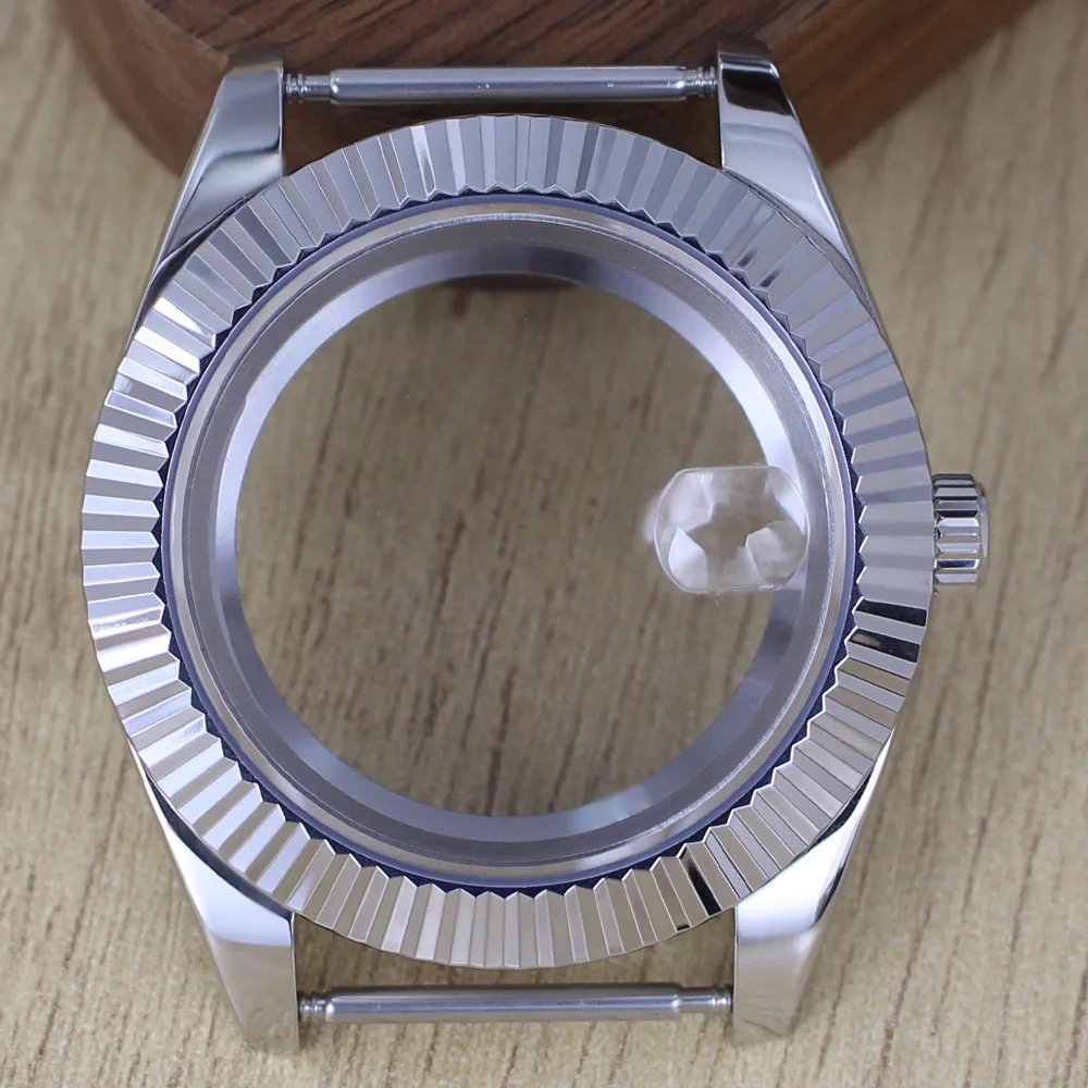 36mm/39mm Fashion Gear Bevel Round Edge Watch Case Waterproof Sapphire glass For Nh35 Nh36 8215 Movt DJ SK Mod Parts 28.5mm Dial