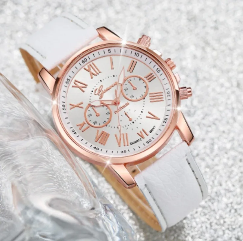 5 pezzi set orologio di lusso da donna anello collana orecchini perla strass orologio da polso femminile casual orologi da donna braccialetto (senza scatola)