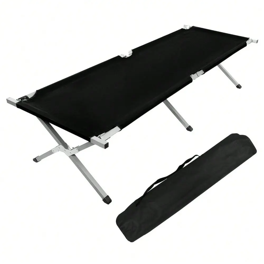 Portable Folding Camping Cot With Carrying Bag Army Black
