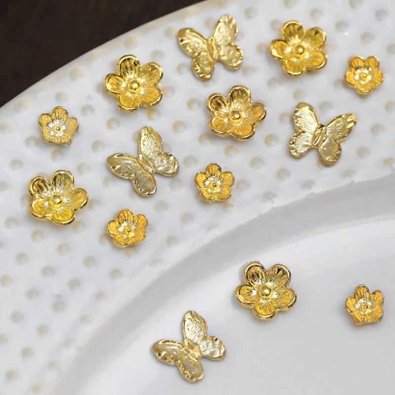 10pcs Elegant Flower Nail Art Charms 3d Alloy Rose Flower Nail Art Charms Gold Nail Jewelry Decoration Nail Metal Parts