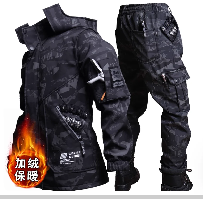 Winter velvet combat training clothing men's military enthusiast tactical assault suit