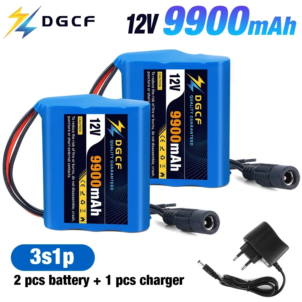 

12V 9900mAh 100% New 3S1P Protection Plate12V 9.9Ah Battery Pack 18650 Lithium ion DC 12.6V Super Rechargeable Battery + Charger