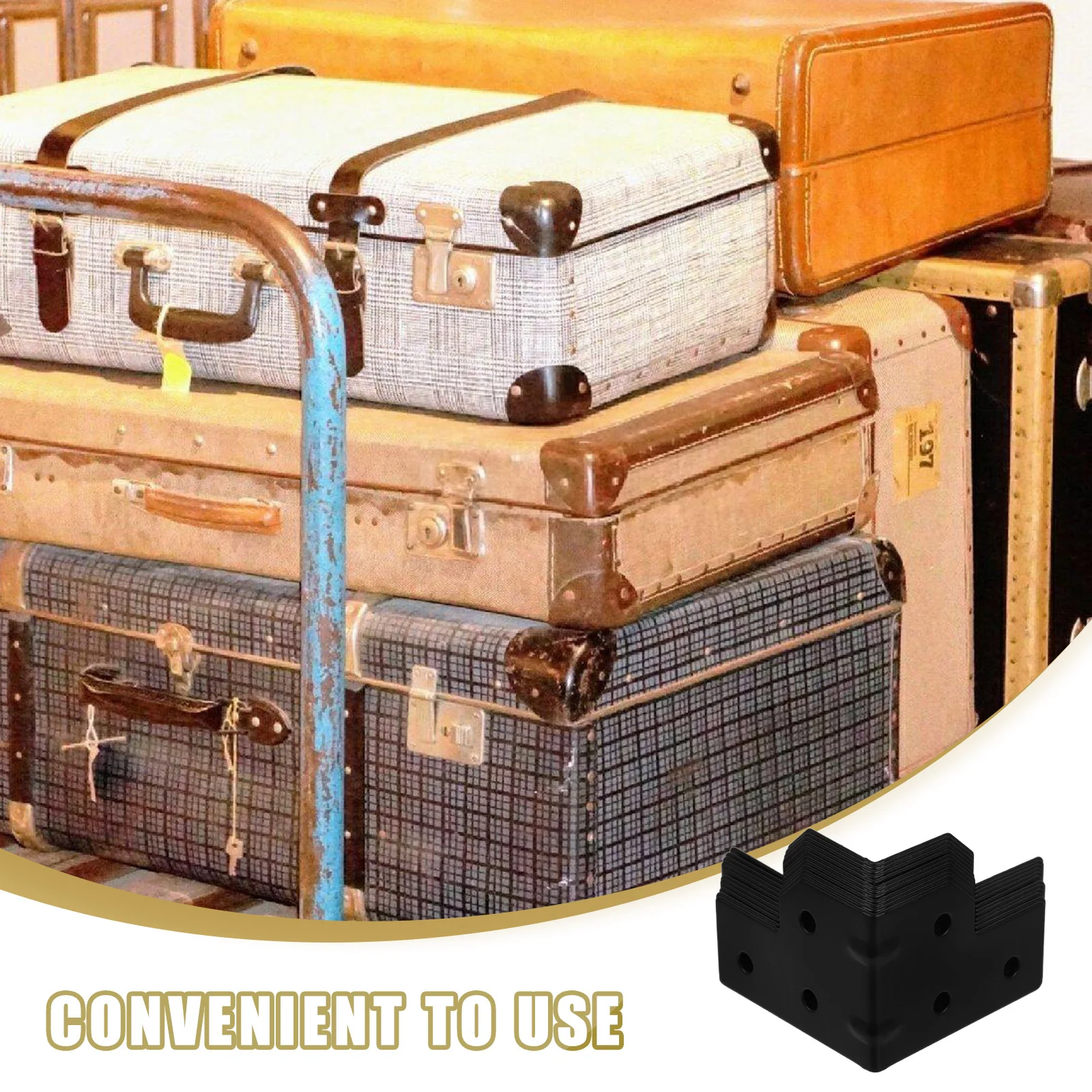 12 قطعة من واقيات الزوايا المعدنية المطلية بالكهرباء لحقائب الطيران وصناديق التخزين