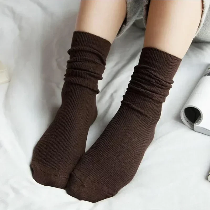 

Women's Socks for Woman Winter Autumn Middle Tube Kawaii Cotton Black Red Khaki Feminino Girls Cute Stockings LDT112