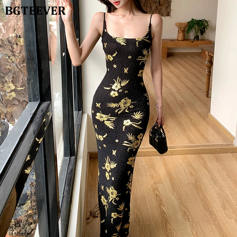 BGTEEVER elegante vita sottile femminile stampato vestito aderente pacchetto estivo vestito Hip per le donne