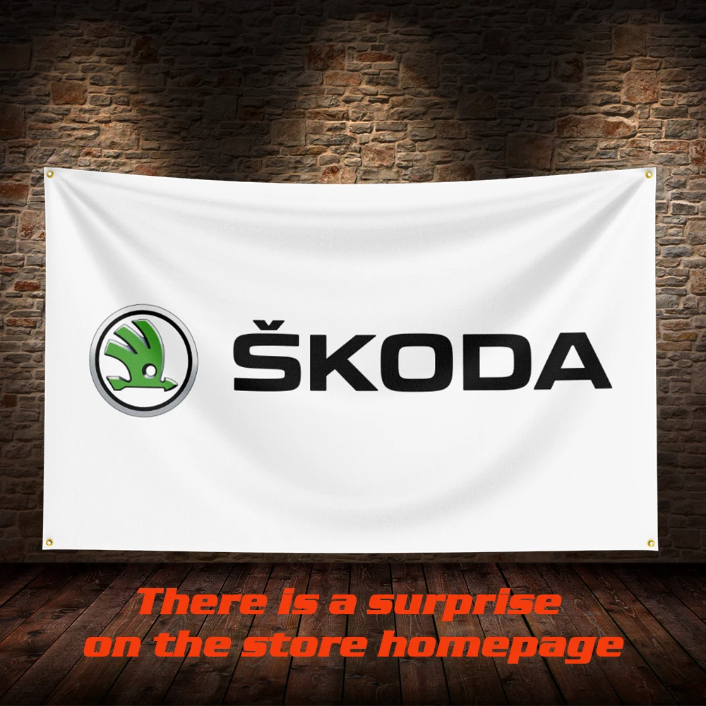 3 X 5 FT S-Skodas Flag Polyester Printed Car Flag Hanging Flag for Room Garage Living Room Home Garden Decoration