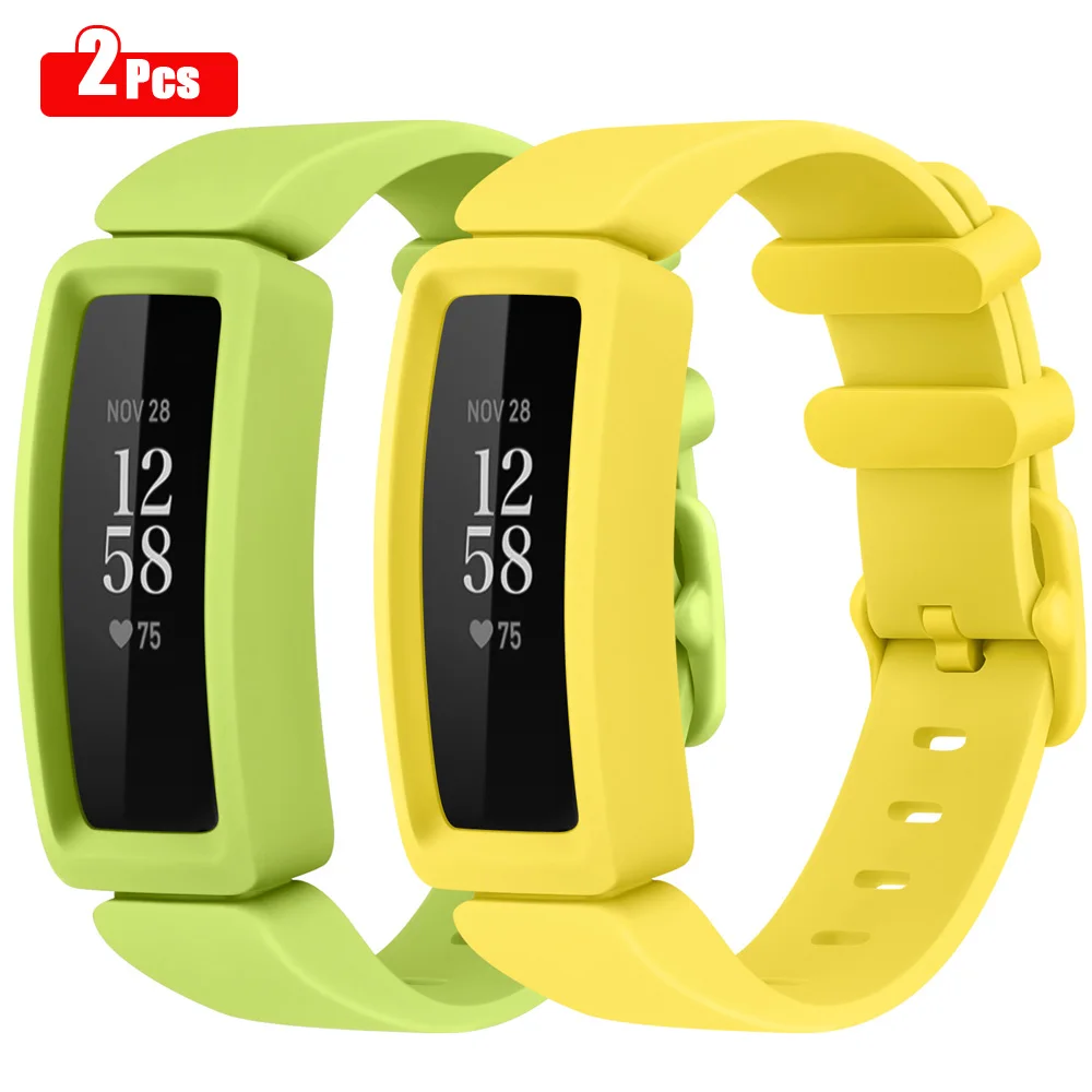 2 Packs Zachte Tpu Band Voor Fitbit Ace 2 Band Armband Voor Fitbit Inspireren/Inspireren Hr Correa Horlogeband Verstelbare Polsband