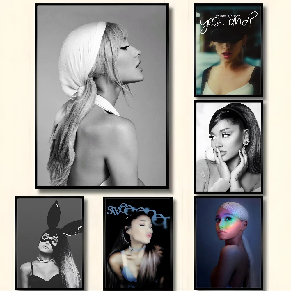 A-Ariana Hot Singer Grande Poster HD Art Sticky Wall Waterproof Home Living Room Bedroom Bar Aesthetic Decoration