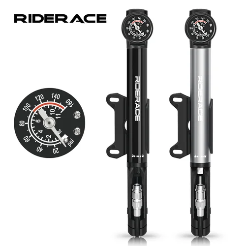 Imagen 1 del producto Bomba de bicicleta de 160PSI con calibre, aleación de aluminio CNC, inflador de aire de mano para neumáticos de bicicleta, válvula Schrader Presta AV FV, accesorios de ciclismo